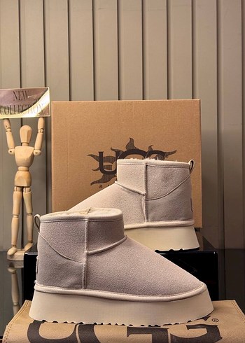Ugg UGG Gri Süet Dolgu Topuklu Kadın Bot