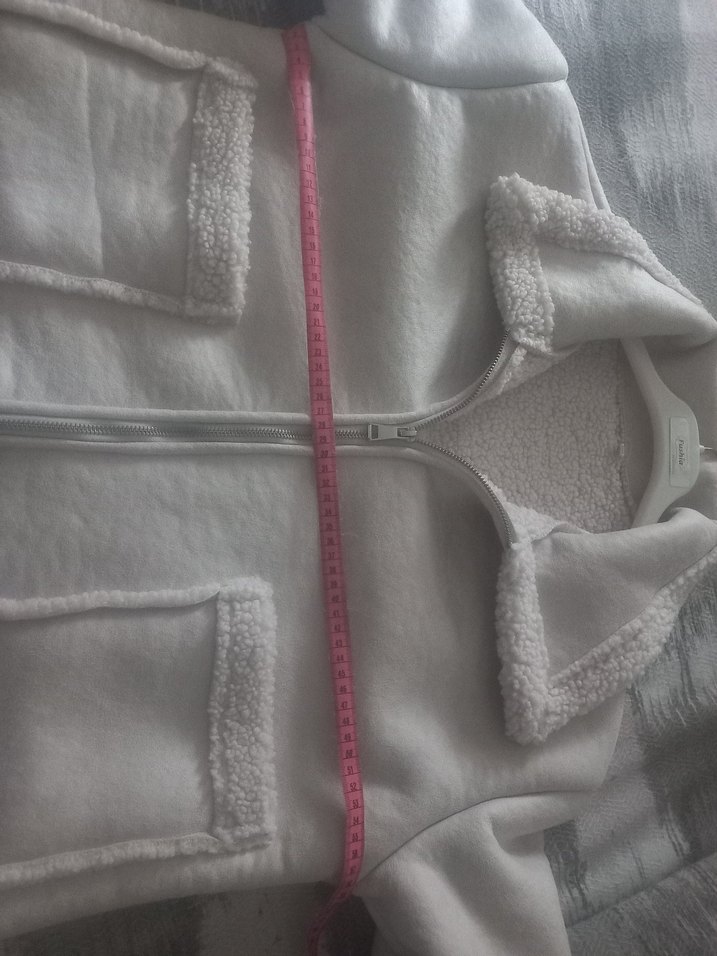 Bej renk Kadın Peluş Kısa Ceket - Görsel 2