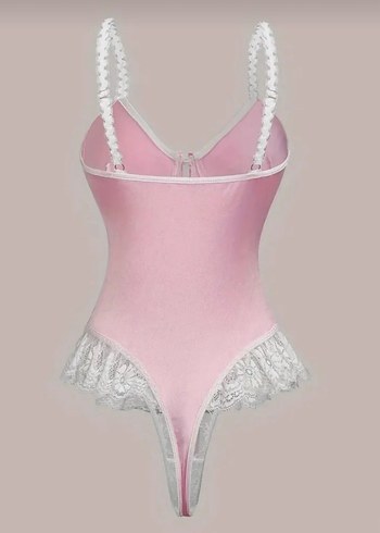 Pembe Dantelli Mini Büstiyer- Kombinezon - Görsel 4