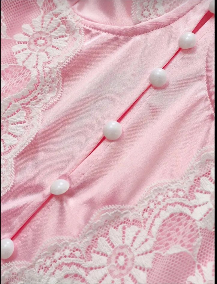 Pembe Dantelli Mini Büstiyer- Kombinezon - Görsel 2