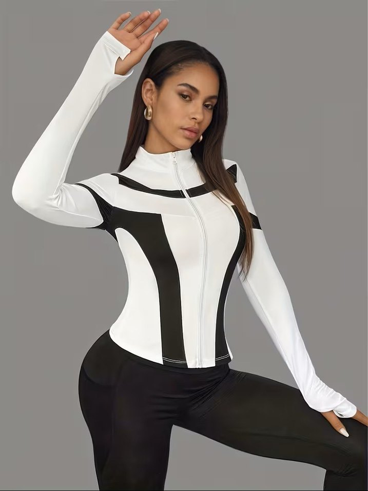 Beyaz Çizgili Fermuarlı Spor Üst Range Rover mom - Görsel 2