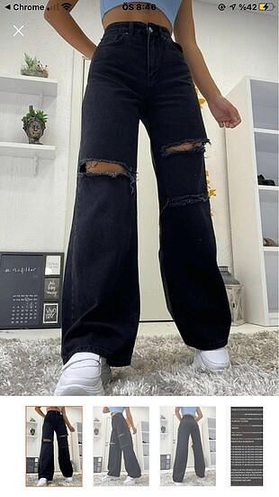Siyah straight yırtık jean