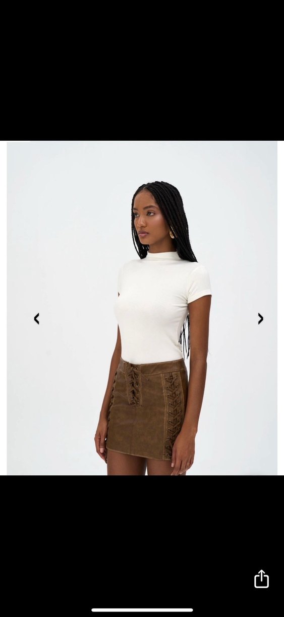 Bej Süet Mini Etek - Görsel 2