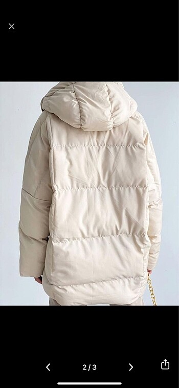 Diğer Oversize Kadın Bej Şişme Mont