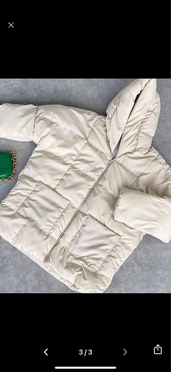 Oversize Kadın Bej Şişme Mont