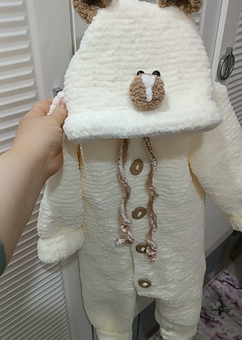 Bebek Kız Örgü Beyaz Tulumu - Görsel 2