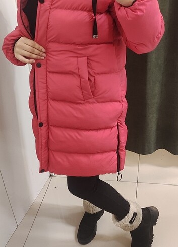 m Beden pembe Renk Şişme mont