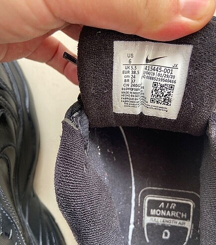 38,5 Beden siyah Renk Orjinal nike