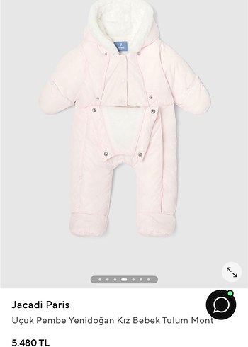 Jacadi Paris Pembe Yenidoğan Bebek Tulum Mont - Görsel 4