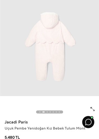 Jacadi Paris Pembe Yenidoğan Bebek Tulum Mont - Görsel 6
