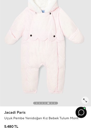 Jacadi Paris Pembe Yenidoğan Bebek Tulum Mont - Görsel 3