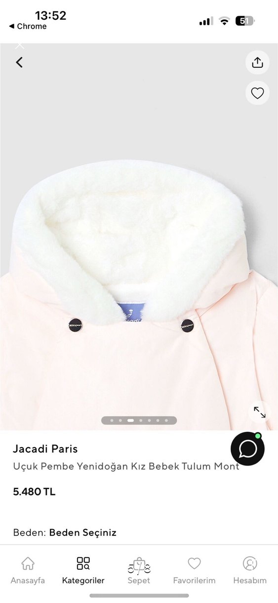 Jacadi Paris Pembe Yenidoğan Bebek Tulum Mont - Görsel 5