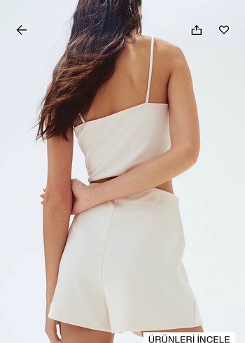 Düğmeli Beyaz Mini Deri Büstiyer - Görsel 2