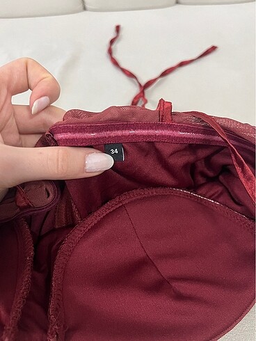 s Beden bordo Renk İP ASKILI BLUZ