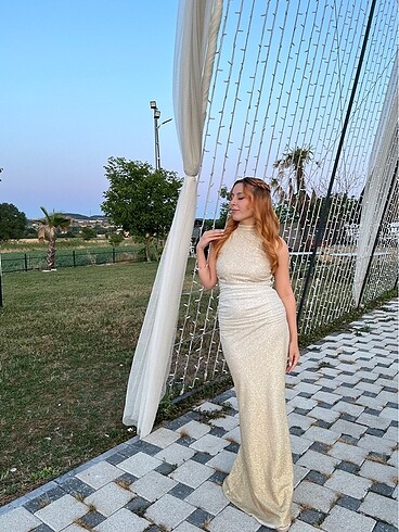 36 Beden Simli abiye elbise