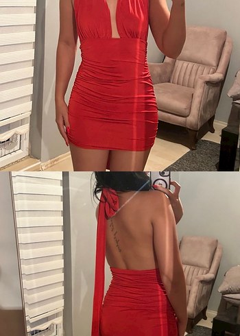 Kırmızı Mini Elbise - Görsel 2
