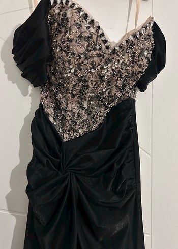 Siyah Uzun Abiye Elbise - Görsel 6