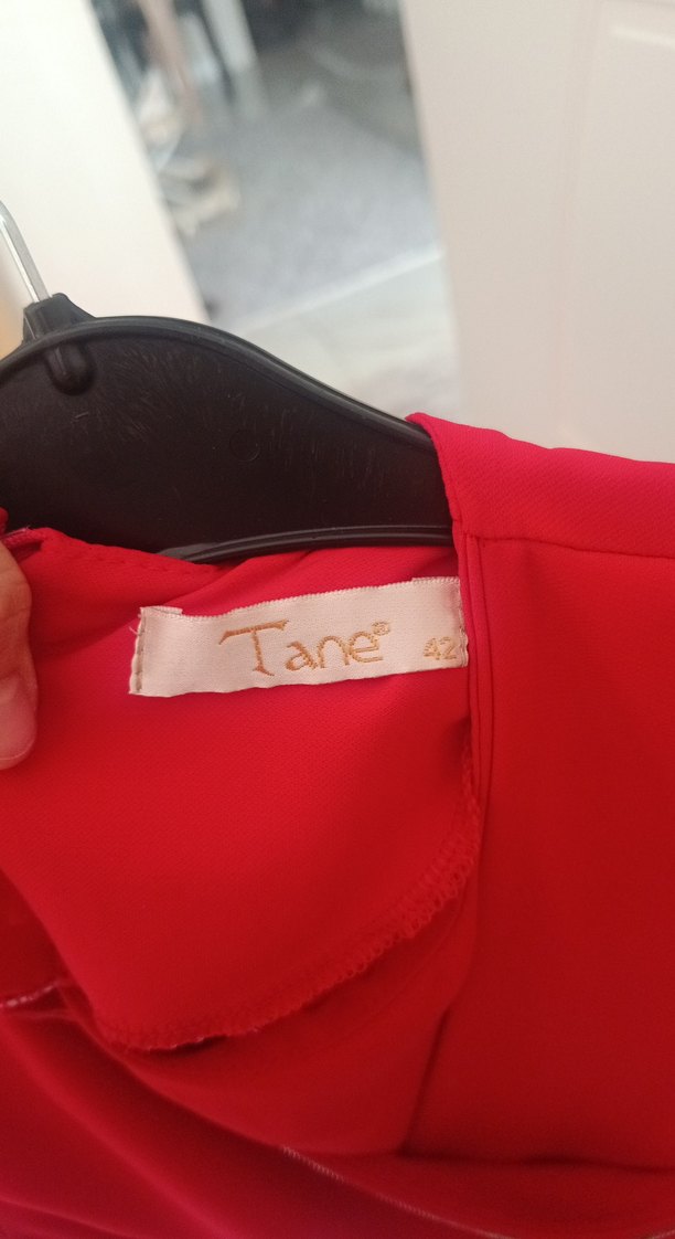 Parlak Kırmızı Uzun Kollu Kadın Elbise - Görsel 3