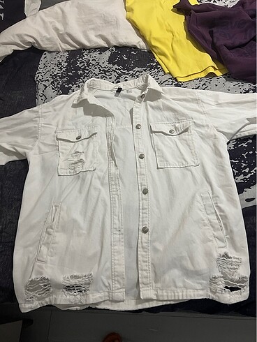 H&M beyaz kot ceket oversize
