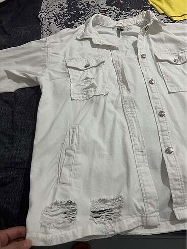 m Beden H&M beyaz kot ceket oversize
