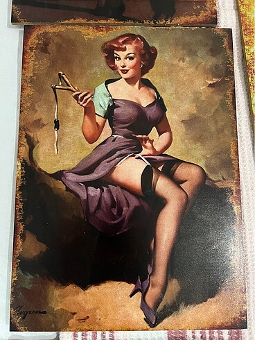  Beden kırmızı Renk Tablolar Ahşap Vintage Retro Pin up kızları 10 adet