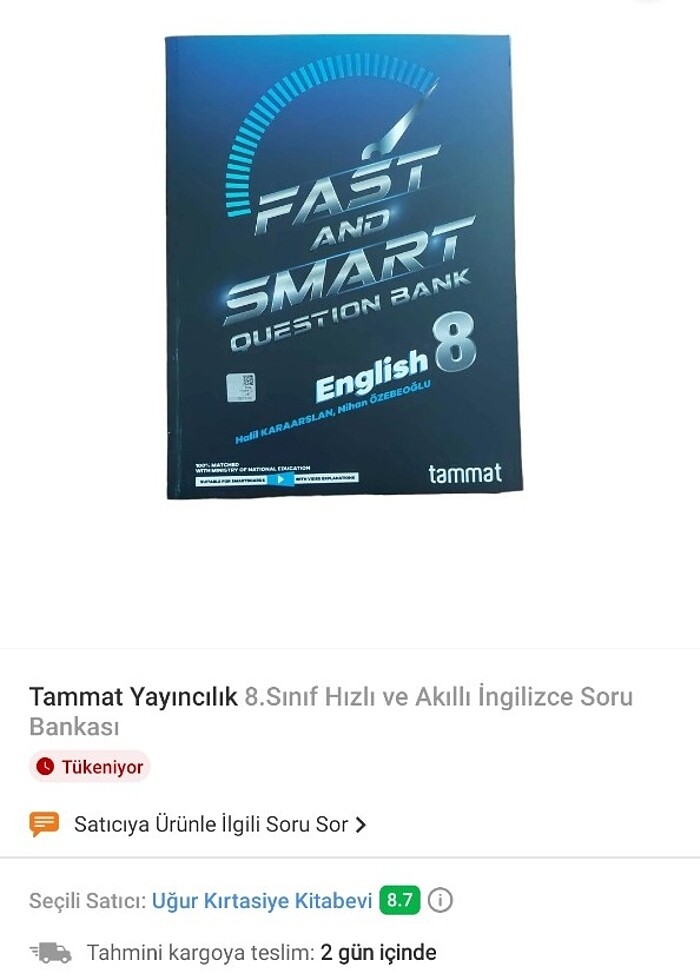 İngilizce Soru Bankası 8.sınıf Tammat Yayıncılık  - Görsel 2