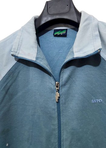 Erkek Gri-Mavi Fermuarlı Sweatshirt - Görsel 3