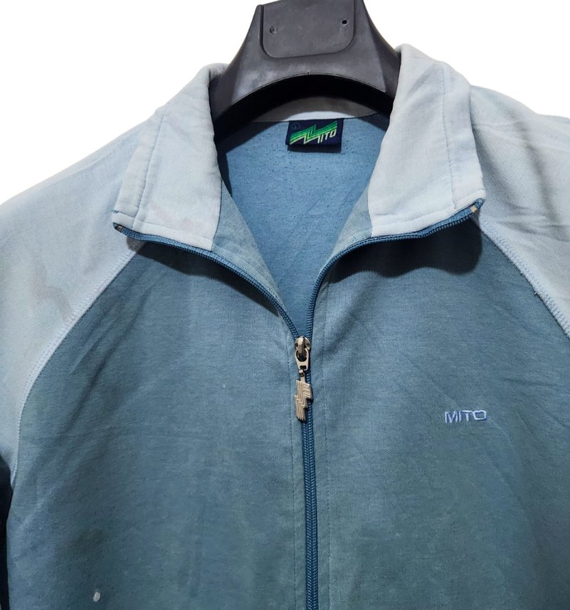 Erkek Gri-Mavi Fermuarlı Sweatshirt - Görsel 3