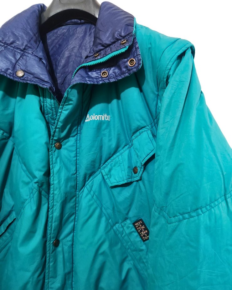 90's Vintage Kaz Tüyü Bomber Çift Taraflı Mont - Görsel 3