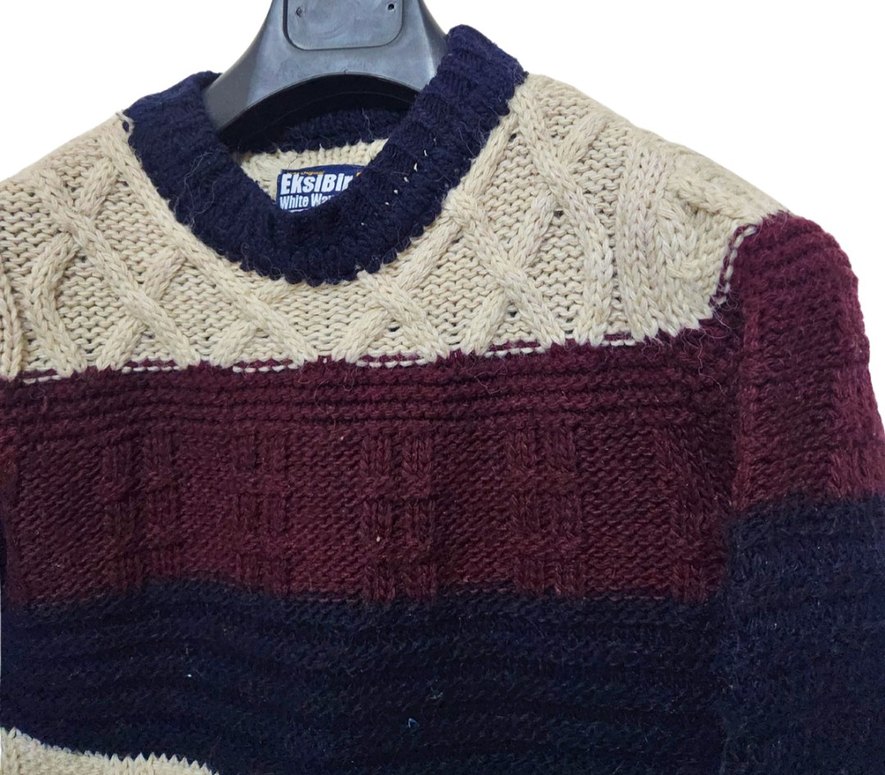 Renkli Çizgili Örgü Erkek Kazak - Görsel 2