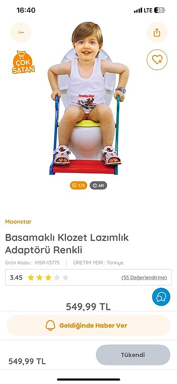 Basamaklı çocuk klozet adaptörü