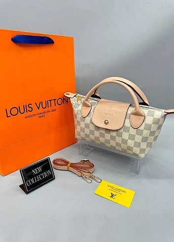 Louis Vuitton krem damalı küçük askılı çanta 