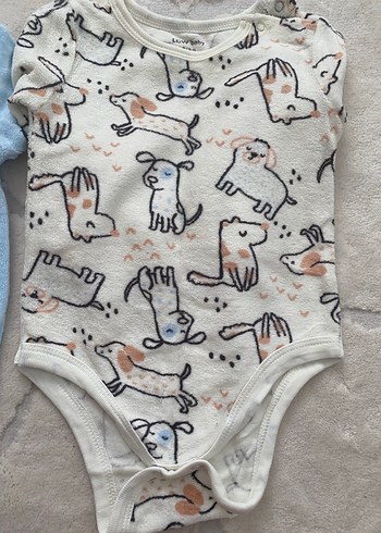 Mavi ve Desenli Bebek Çıtçıtlı Body - Görsel 3