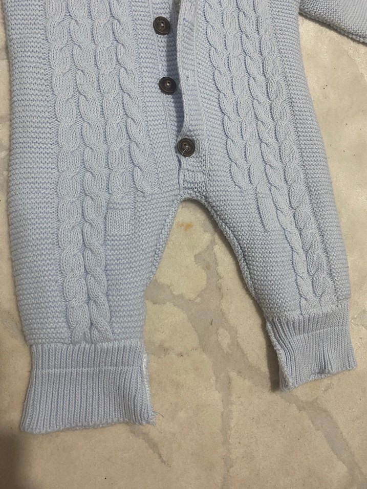 Kapüşonlu Örgü Bebek Tulum - Görsel 4