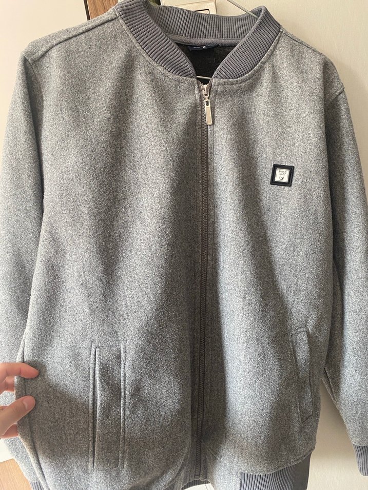 Gri Fermuarlı Erkek Polar Ceket - Görsel 2