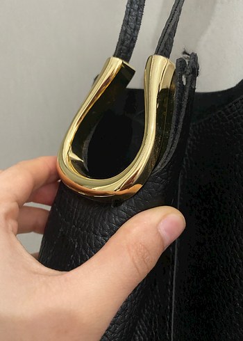 Tokalı Siyah Deri Kadın Çanta - Görsel 3