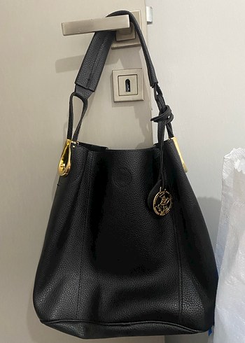 Tokalı Siyah Deri Kadın Çanta - Görsel 2