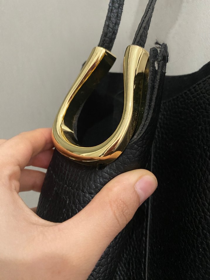 Tokalı Siyah Deri Kadın Çanta - Görsel 3