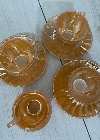 Parlak Bej Cam Fincan ve Tabak Seti - Görsel 2