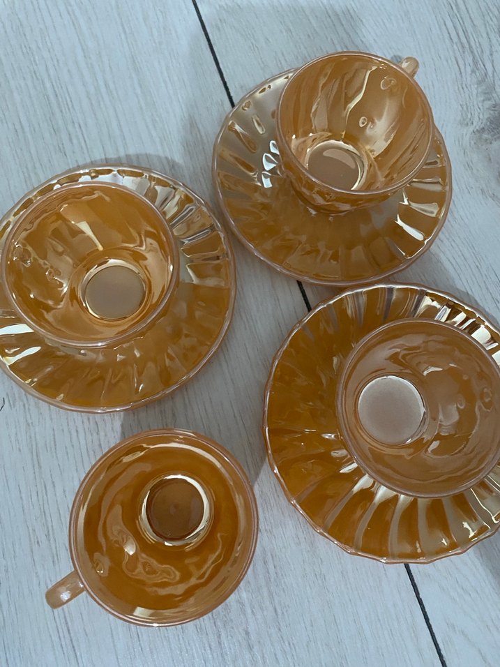 Parlak Bej Cam Fincan ve Tabak Seti - Görsel 2