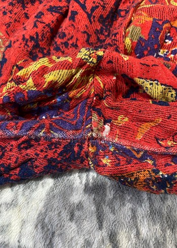 Bohem Renkli Örgü Kumaş Pantolon - Görsel 5