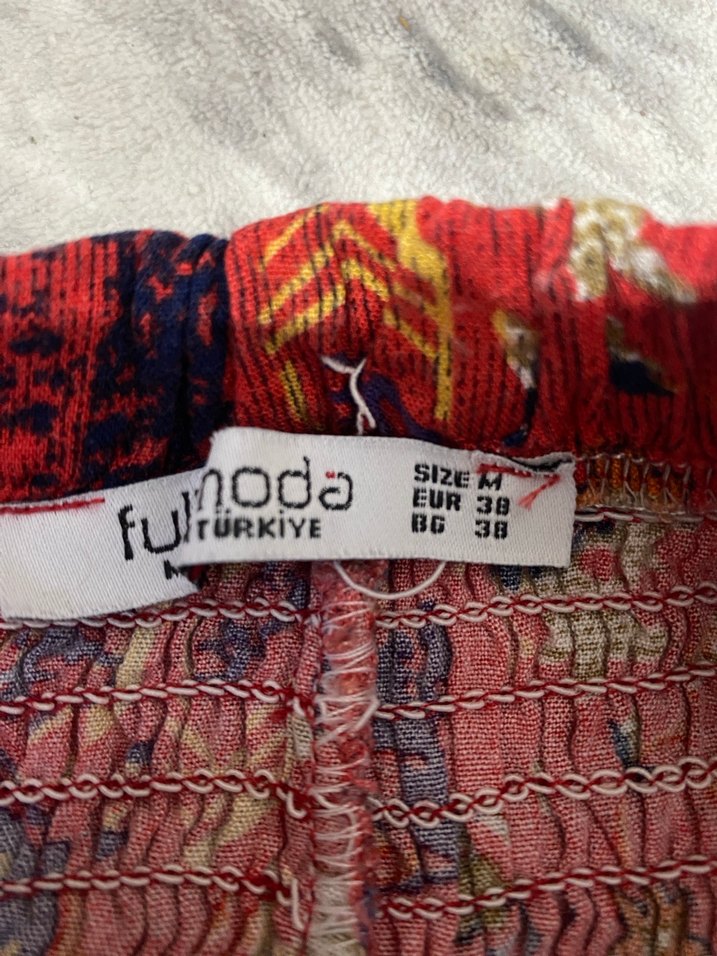 Bohem Renkli Örgü Kumaş Pantolon - Görsel 4