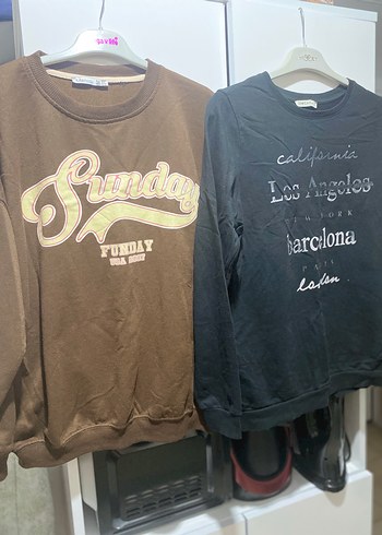 LC Waikiki Baskılı Oversize Kahverengi Sweatshirt