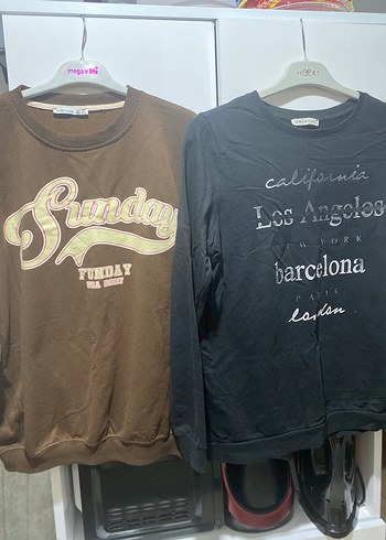 Baskılı Oversize Kahverengi Sweatshirt