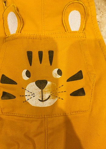 9-12 Ay Beden sarı Renk Sarı Leopar Desenli Erkek Çocuk Salopet
