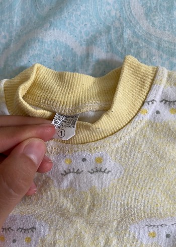 9-12 Ay Beden sarı Renk Erkek Çocuk Pijama Takımı