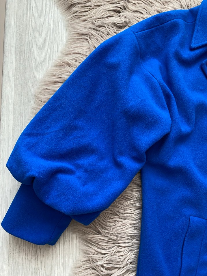 Düğmeli Mavi Midi Kadın Kaban - Görsel 3