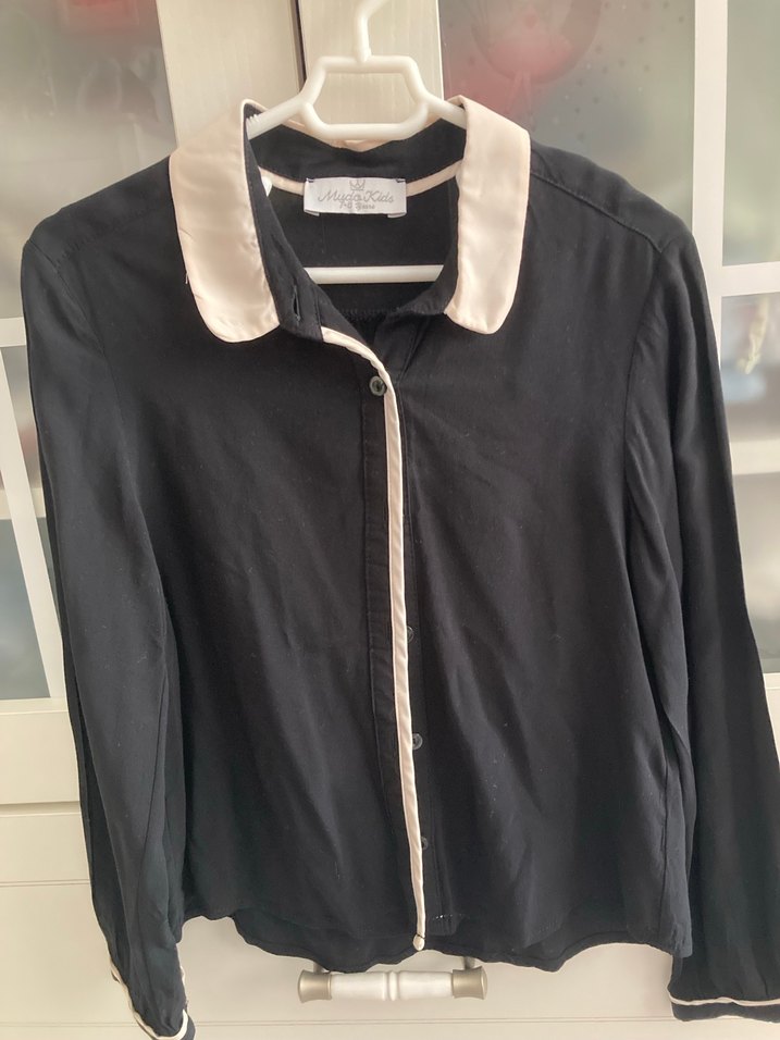 Mudo Siyah, Uzun Kollu, Düğmeli çocuk gömlek - Görsel 2