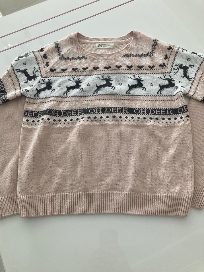 Nakışlı Bohem Bej Kız Çocuk Kazak - Görsel 2