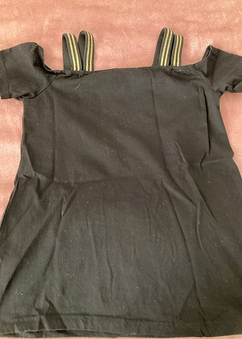 Kız Çocuk Siyah Parlak Payetli Straplez Tişört - Görsel 2